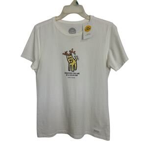 NWT Life is Good Christmas Dog Short Sleeve Shirt Size Small Holiday Dog Lover